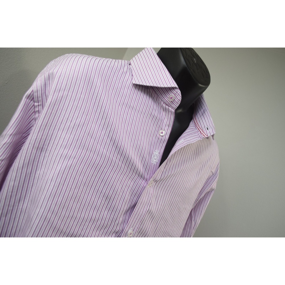 Robert Graham Designer Dress Shirt Striped Long Sleeve Button Up Mens 17.5 XL